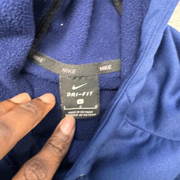 Nike Dri‎ Fit Blue Mens L Athletic Big Swoosh Therma High Neck Pullover Hoodie - Picture 3 of 8